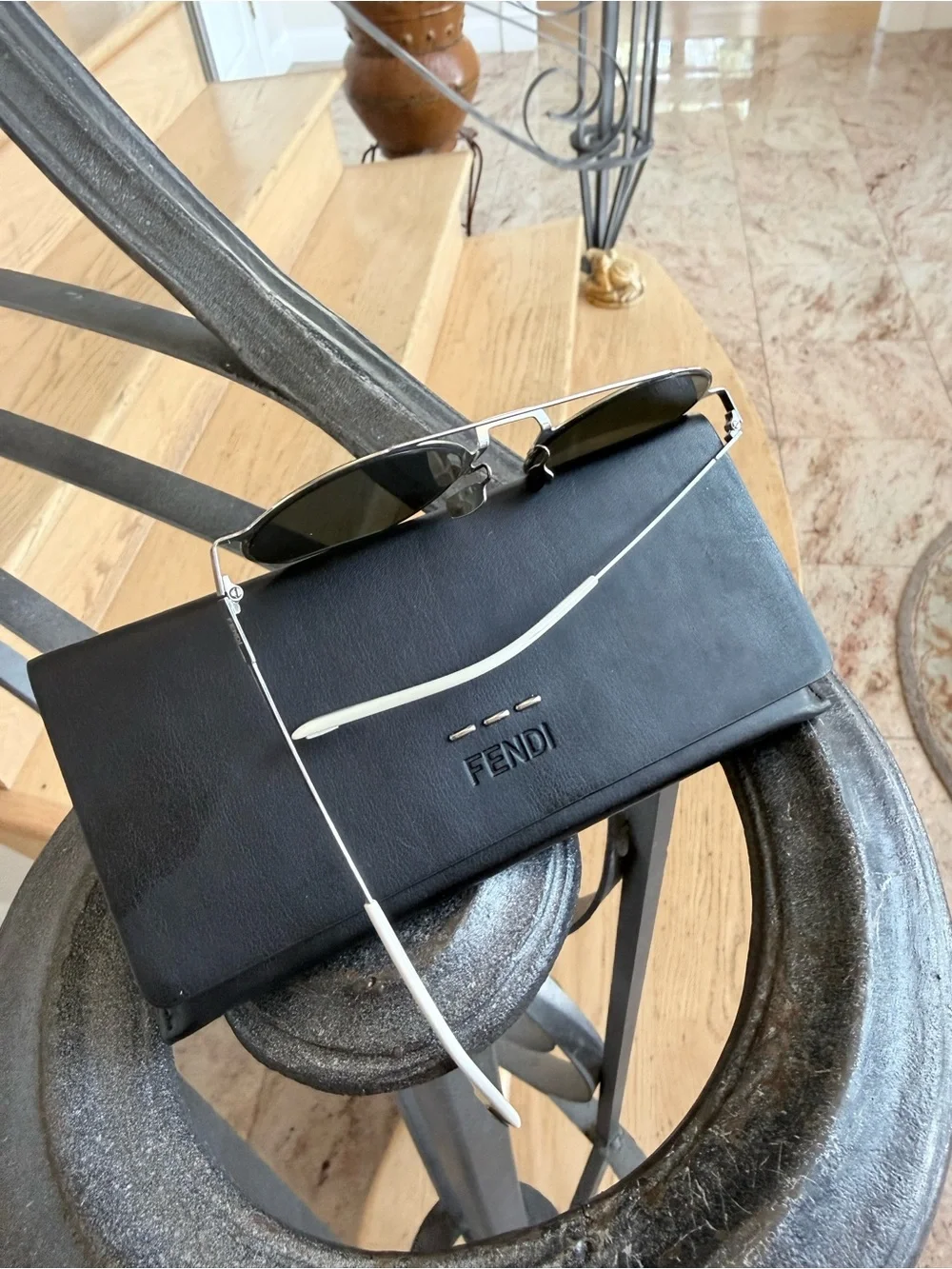 Fendi unisex  Silver Metal Round Sunglasses with Mirrored Lenses